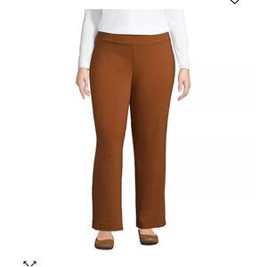Land's End Pants Womens L 14-16 Carmel Wide Leg Zipped Pockets High Rise Pull On